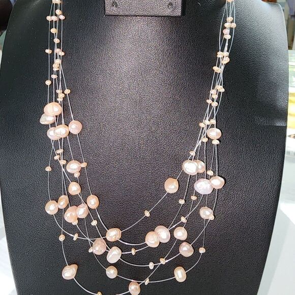 Pink Pearl Strand Necklace 9" - Picture 3 of 5